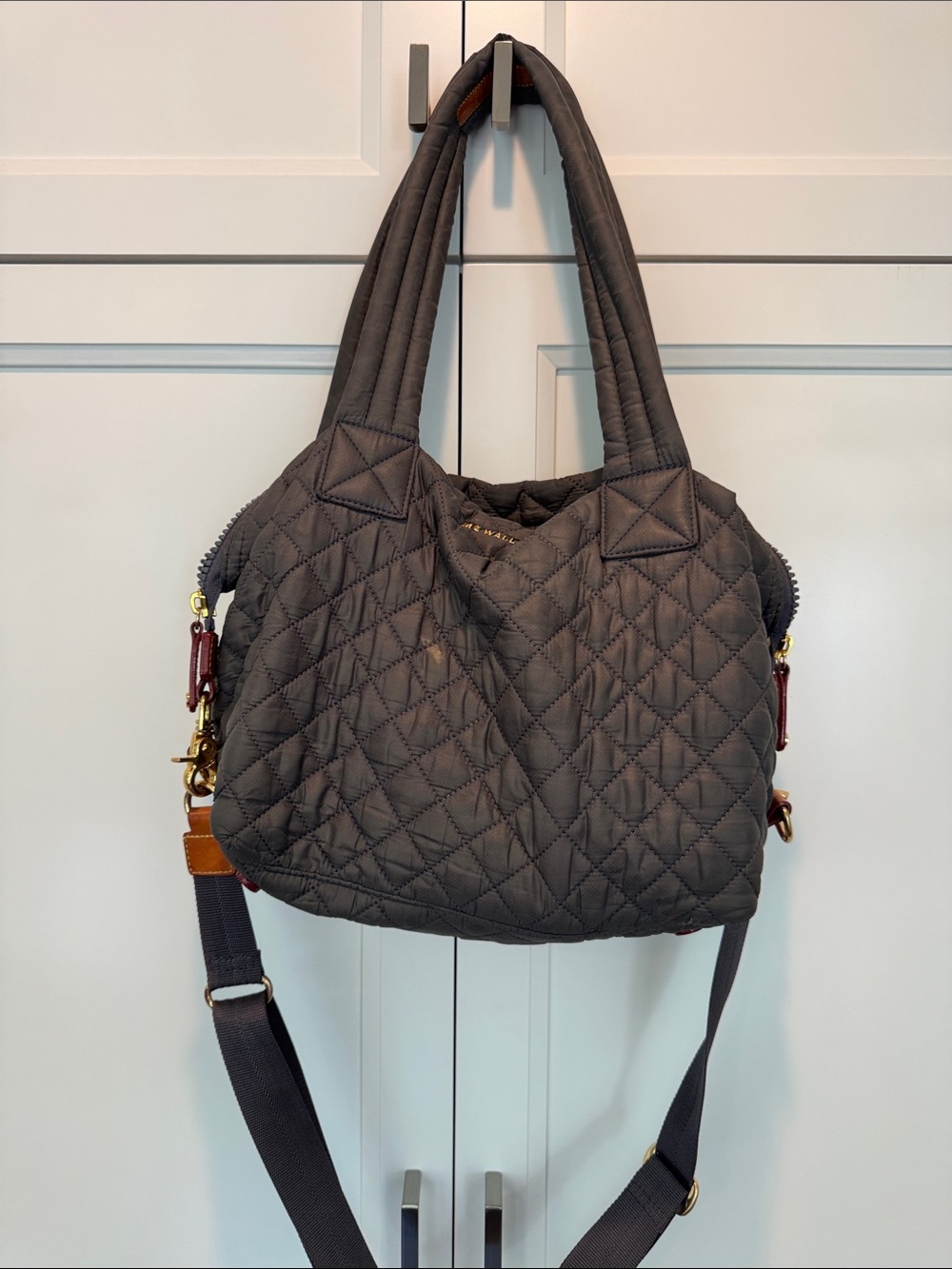 MZ Wallace Quilted Shoulder Tote in Charcoal